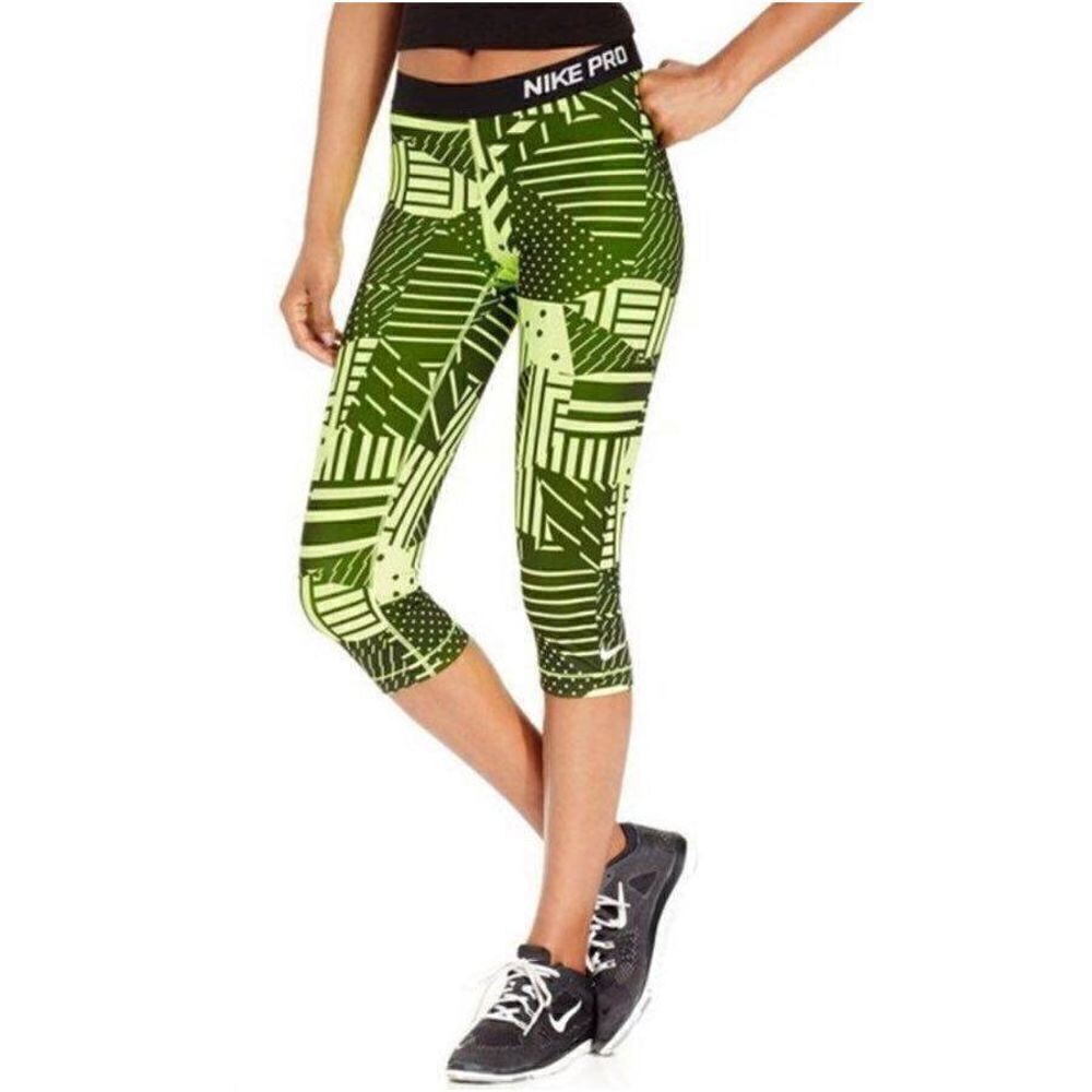 Nike Pro Dri Fit Yellow and Black Crop Legging